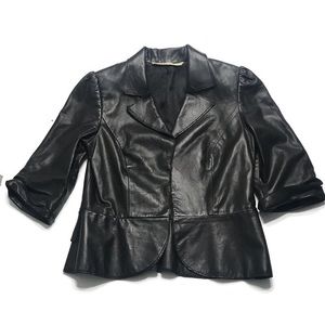 Anthropologie Black Leather Blazer